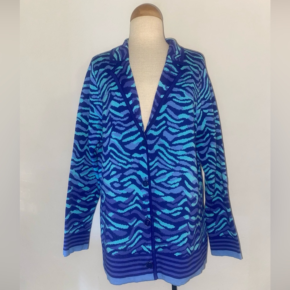 Isaac Mizrahi Blue Patterned Knitwear
